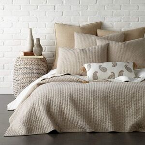 Levtex Home - Cross Stitch Taupe Quilt Set - Twin/Twin XL Quilt +One Pillow Sham